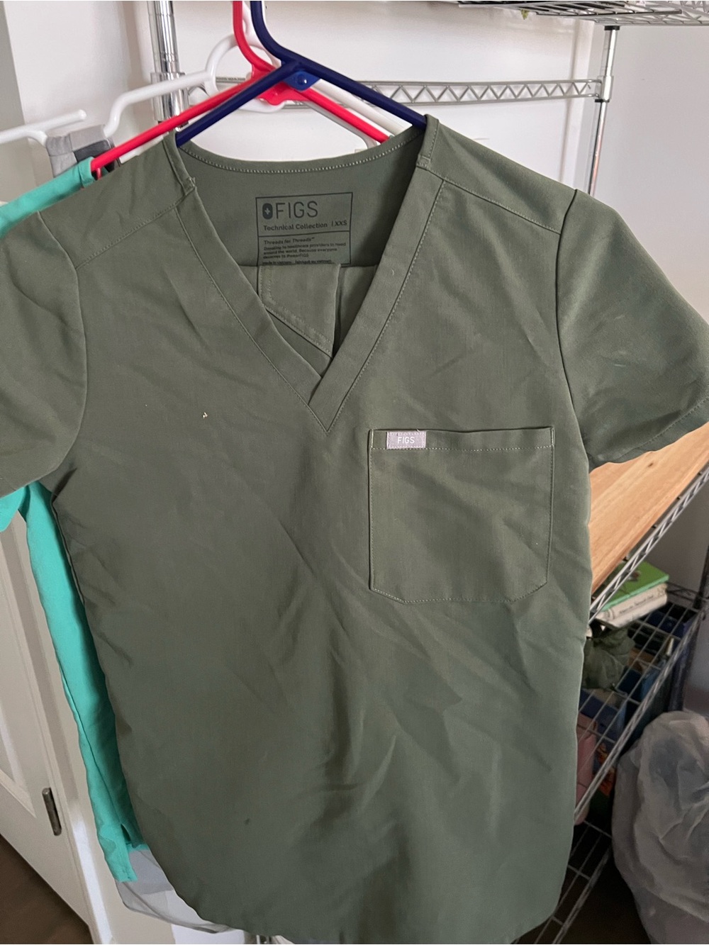 FIGS Women’s  V-Neck Top in Olive